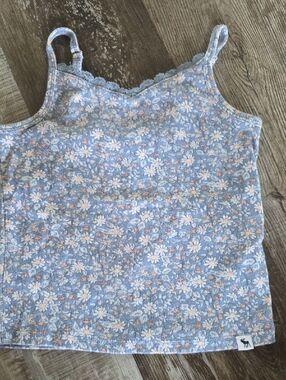 abercrombie kids Blue Floral Ribbed Tank Top